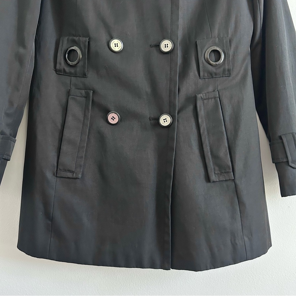Calvin Klein Womens Double Breasted Coat in Black sz X-Small Classic Lightweight - Picture 8 of 9